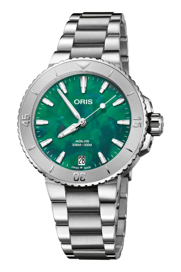 Oris x Bracenet Aquis 36.5mm Steel Unisex Watch 01 733 7770 4137-07 8 18 05P