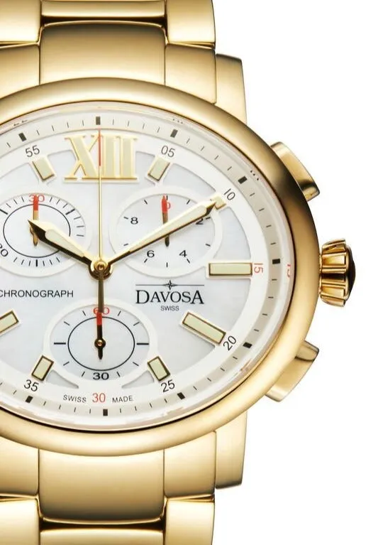 Oval Edition Quartz Chronograph White PVD Gold Ladies Watch 16857915