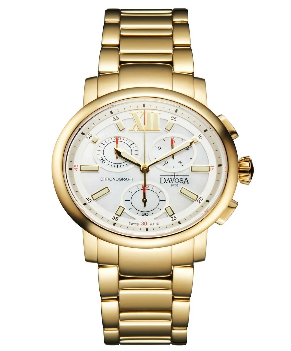 Oval Edition Quartz Chronograph White PVD Gold Ladies Watch 16857915