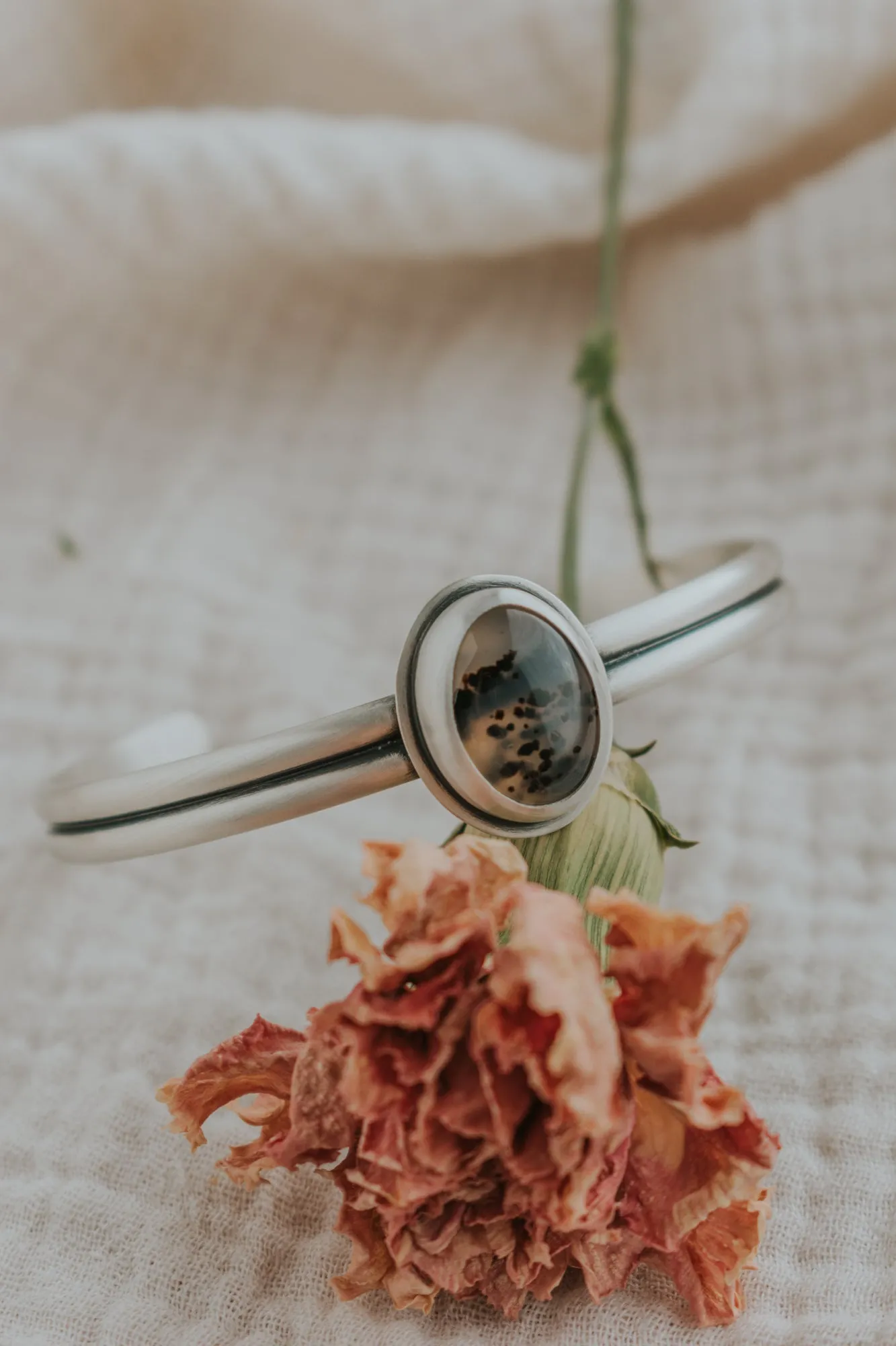 Oval Montana Agate Cuff Bracelet