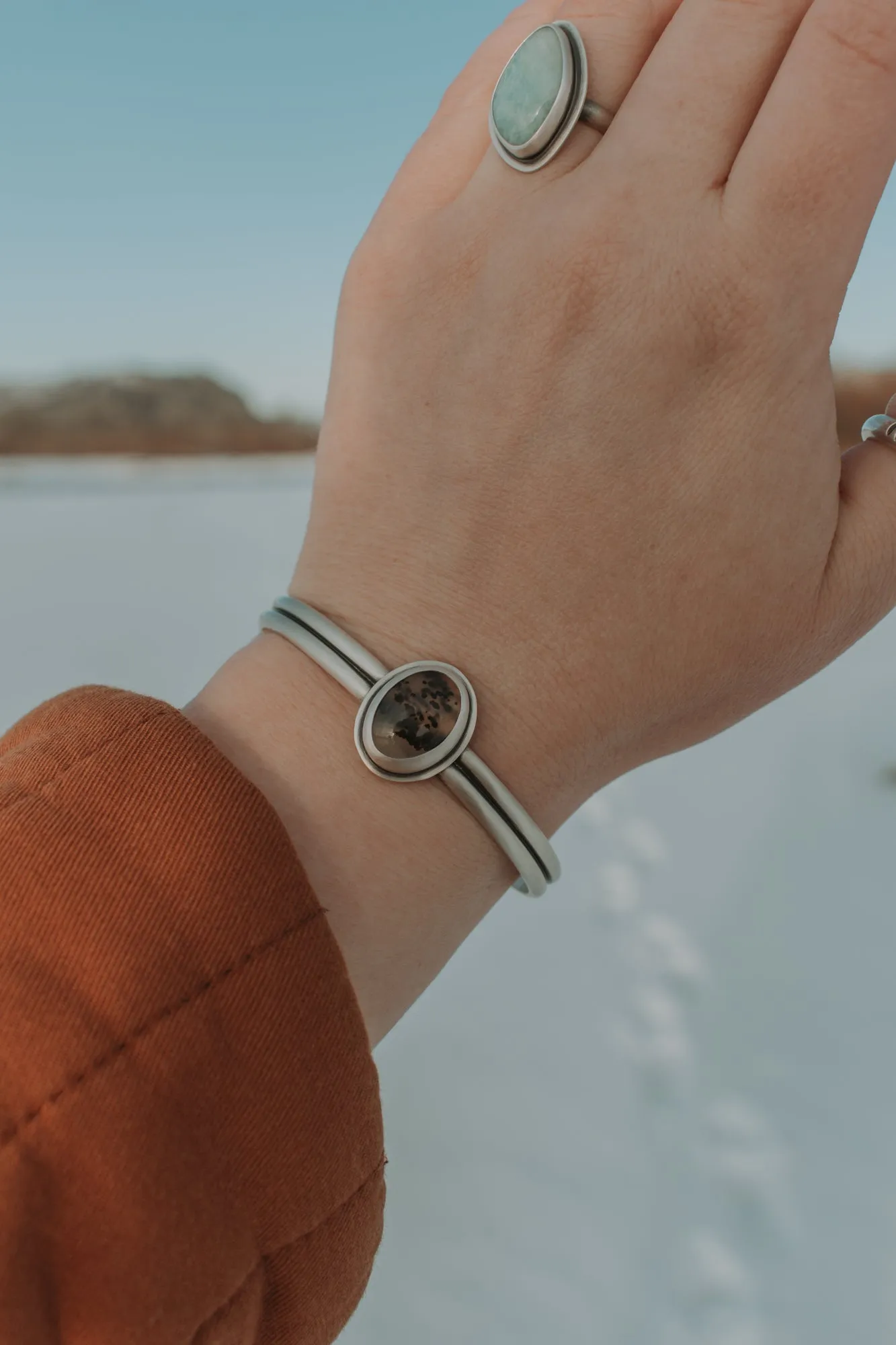 Oval Montana Agate Cuff Bracelet