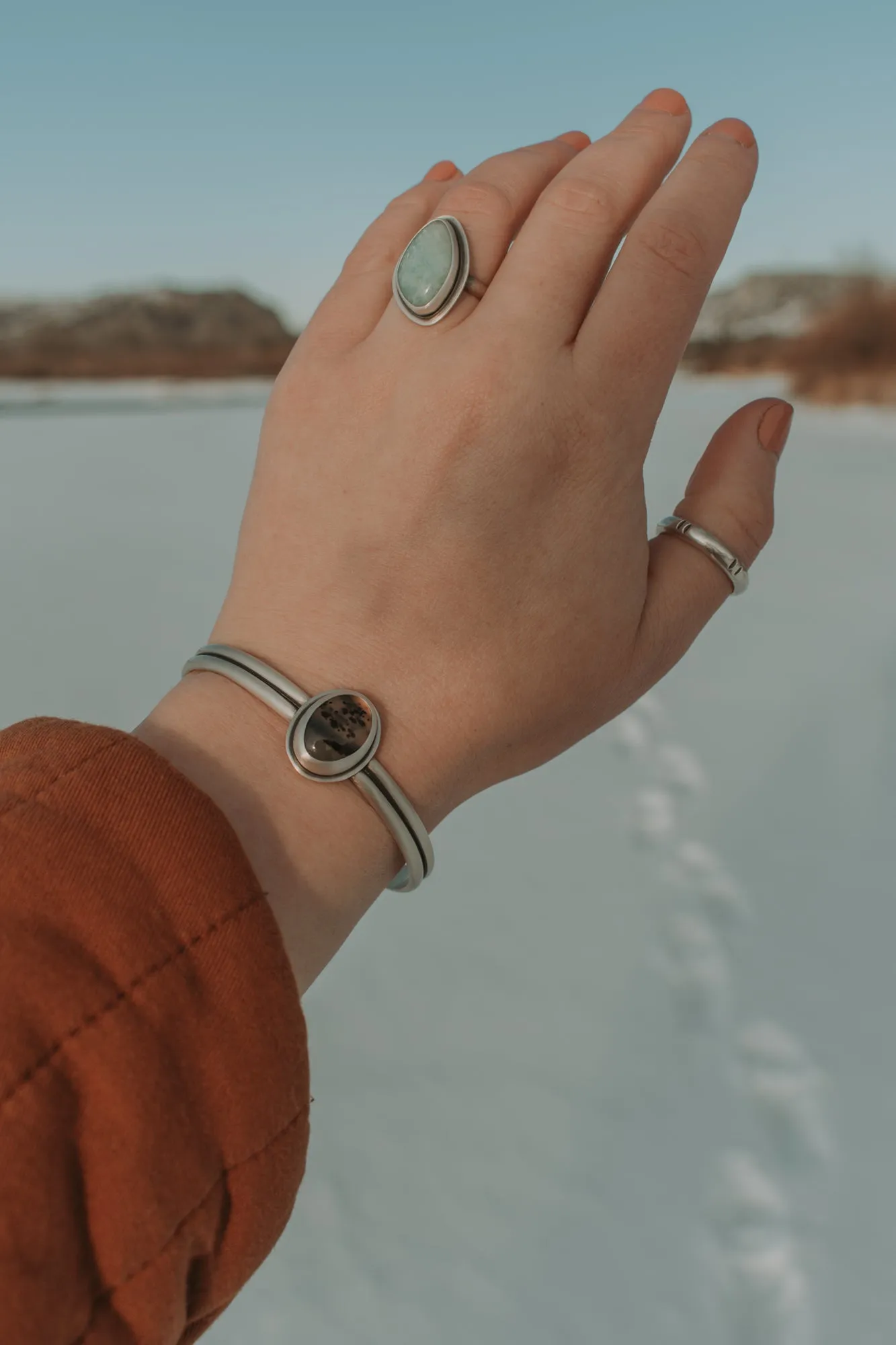 Oval Montana Agate Cuff Bracelet