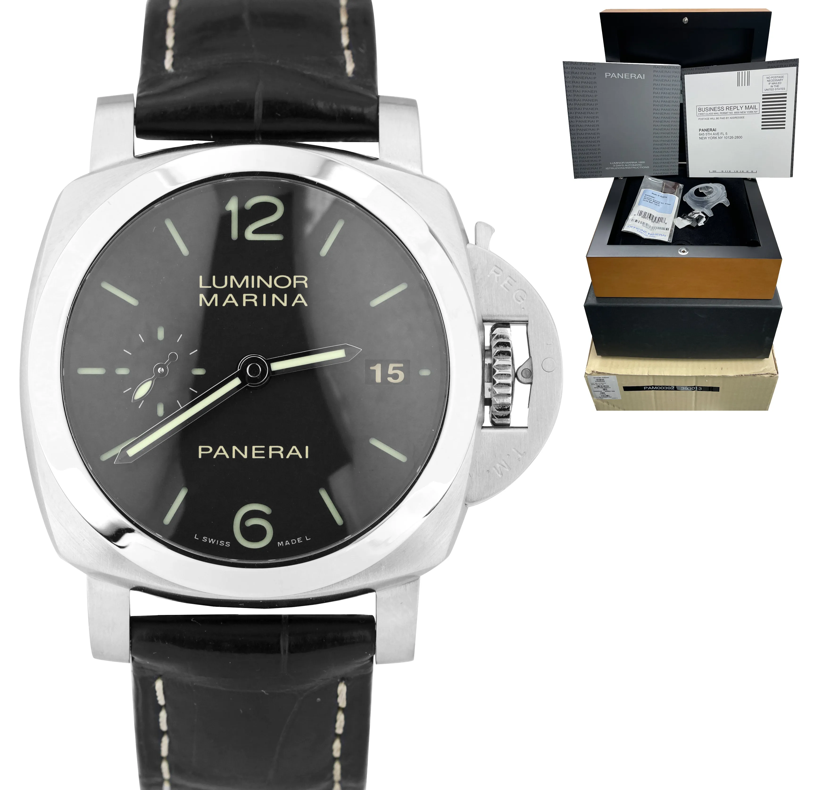 Panerai Luminor Marina 1950 PAM 392 42mm Black Stainless Automatic Date PAM00392