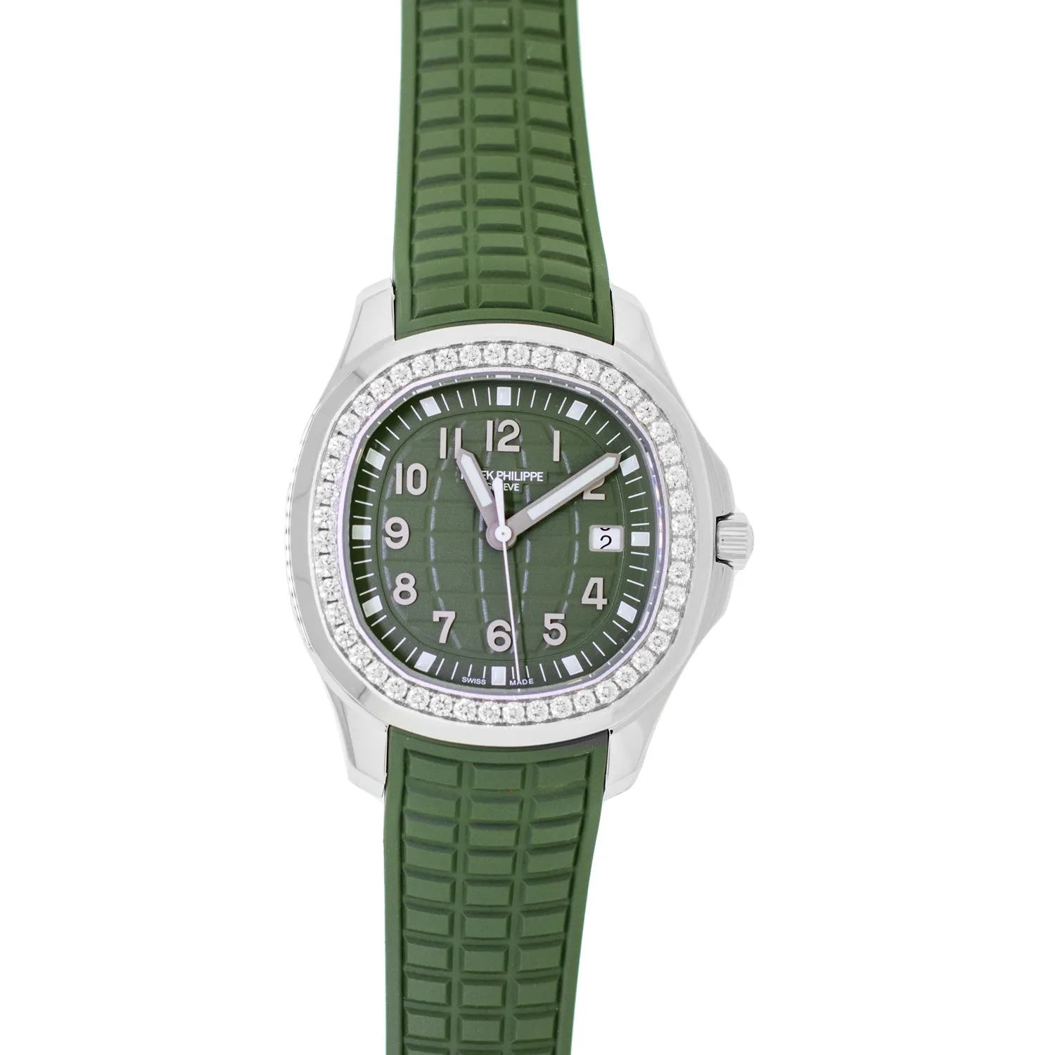 Patek Philippe AQUANAUT Stainless Steel Khaki Green Arabic Dial & Diamond Bezel 5267/200A