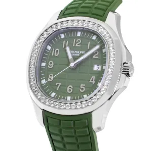 Patek Philippe AQUANAUT Stainless Steel Khaki Green Arabic Dial & Diamond Bezel 5267/200A