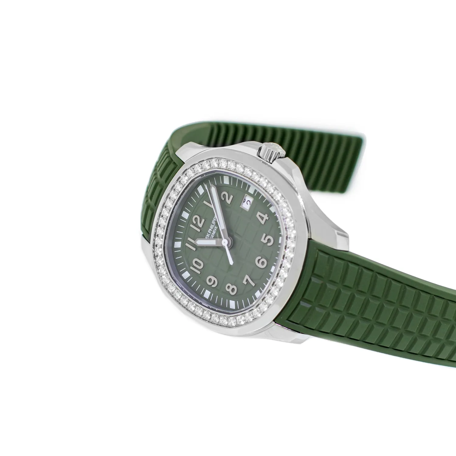 Patek Philippe AQUANAUT Stainless Steel Khaki Green Arabic Dial & Diamond Bezel 5267/200A