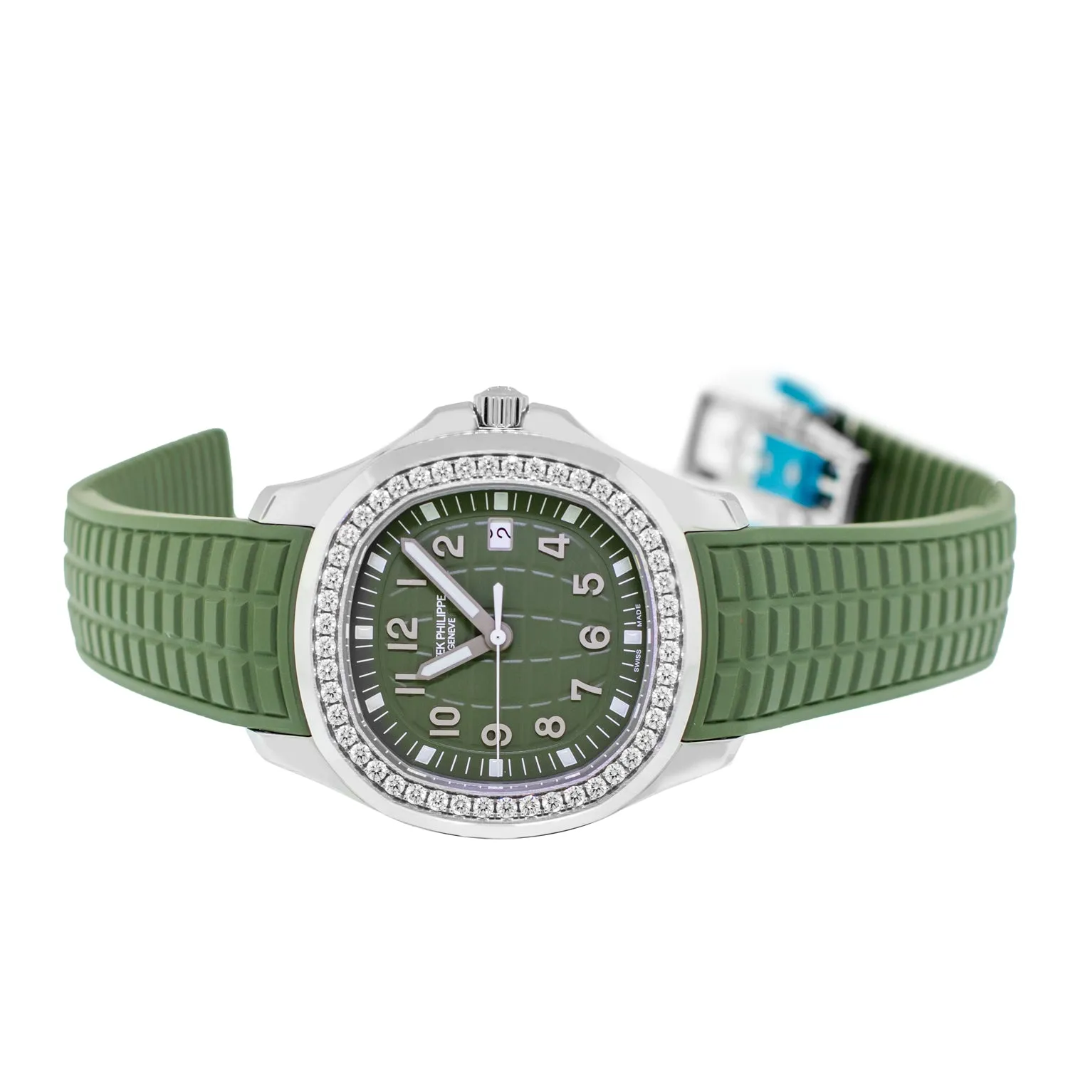 Patek Philippe AQUANAUT Stainless Steel Khaki Green Arabic Dial & Diamond Bezel 5267/200A