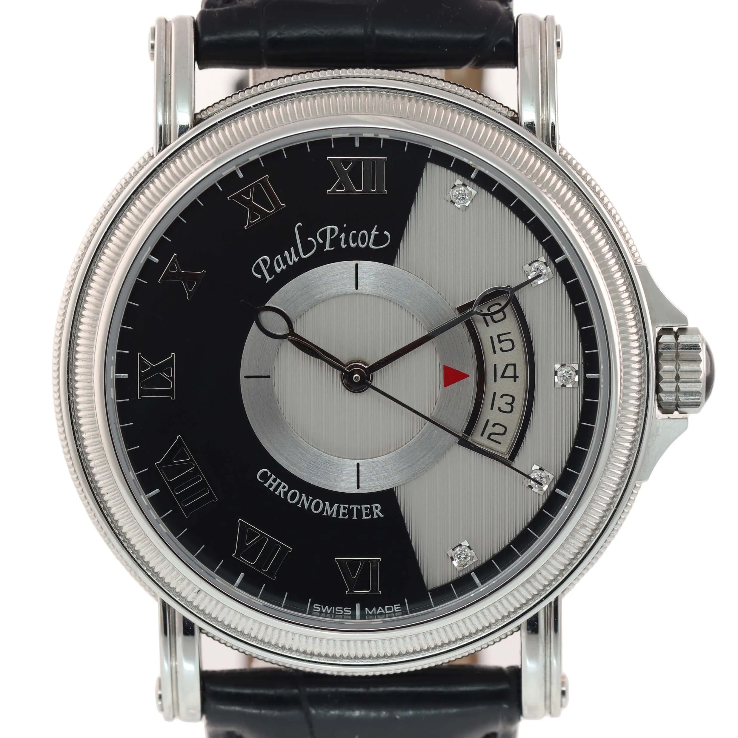 Paul Picot Atelier 3351 SG Steel Black Roman Diamond Date Automatic 42mm Watch