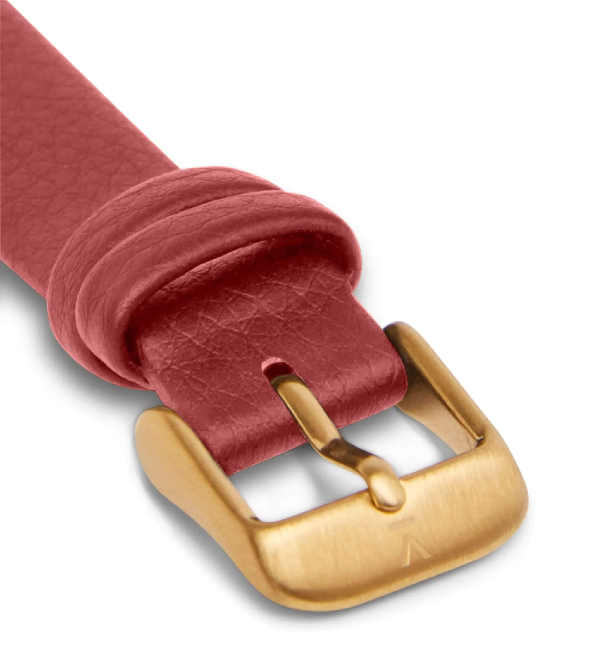 Petite Watch with Gold & Black Dial | Ruby Red Vegan Leather Strap