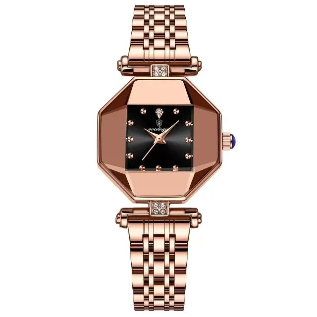 POEDAGAR 368 Women Watches Fashion Luxury Waterproof Quartz Watch Top Brand Rose Gold Ladies Wristwatches Stainless Steel Reloj