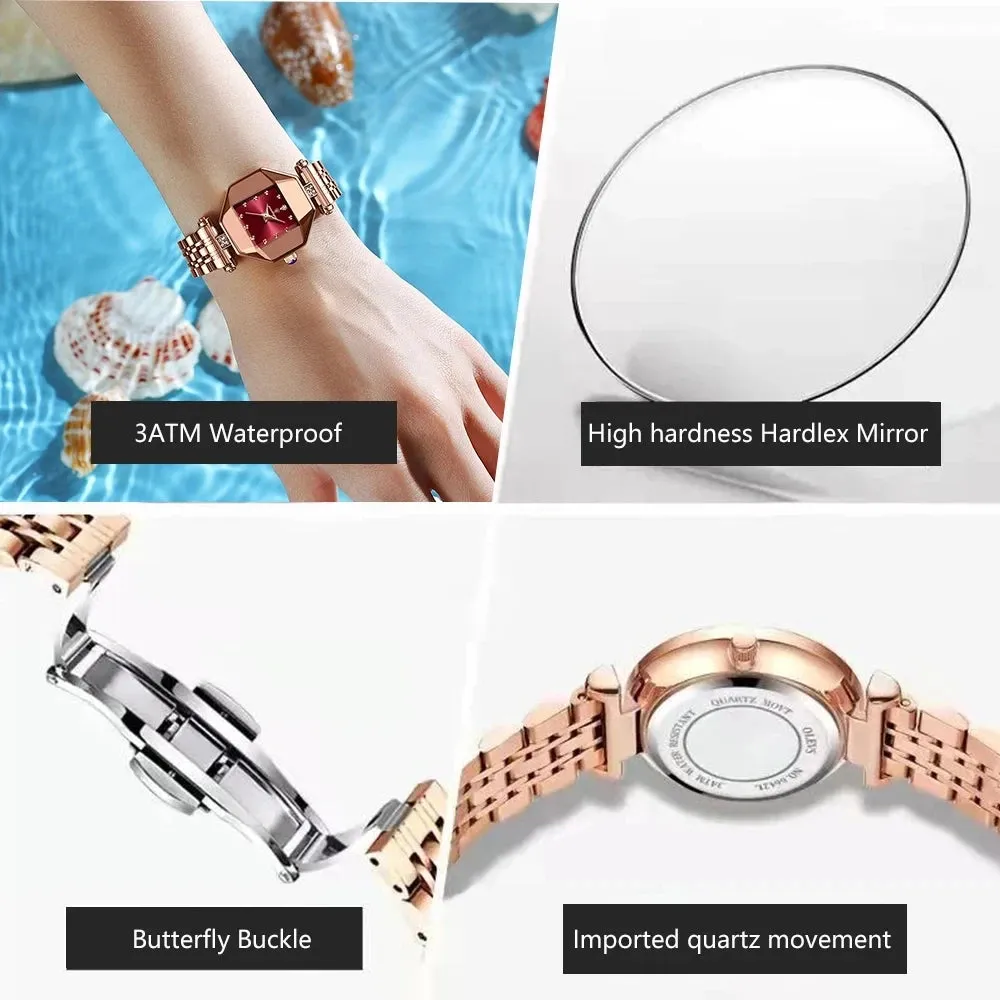 POEDAGAR 368 Women Watches Fashion Luxury Waterproof Quartz Watch Top Brand Rose Gold Ladies Wristwatches Stainless Steel Reloj