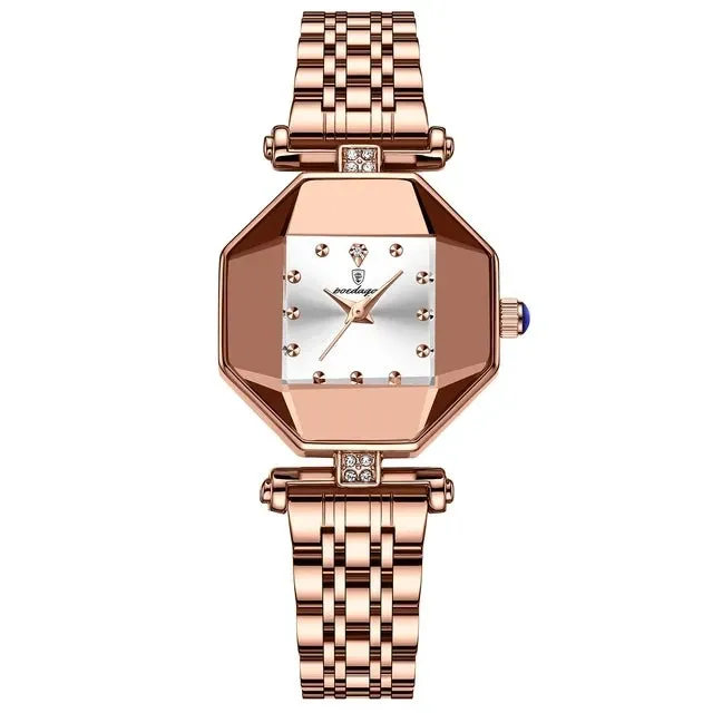 POEDAGAR 368 Women Watches Fashion Luxury Waterproof Quartz Watch Top Brand Rose Gold Ladies Wristwatches Stainless Steel Reloj