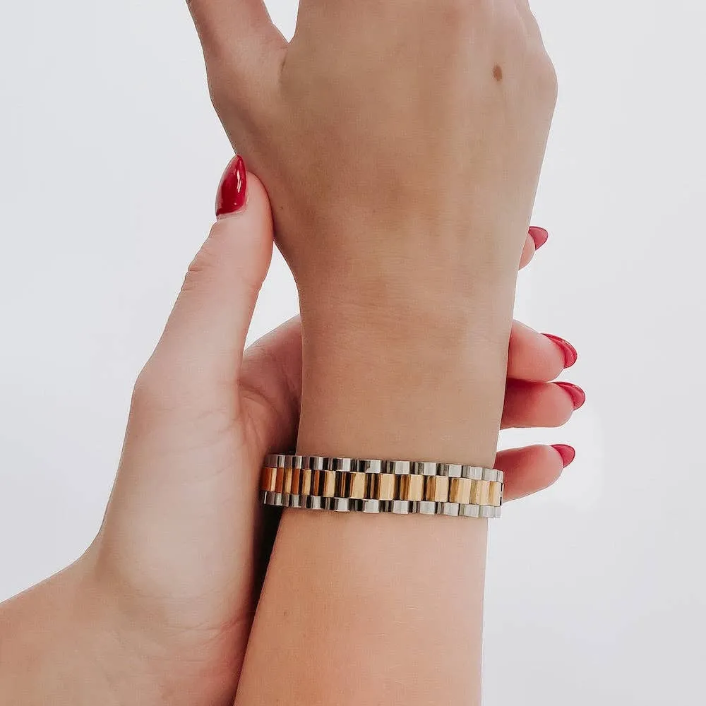 Pretty Simple Mixed Metals Watch Band Bracelet