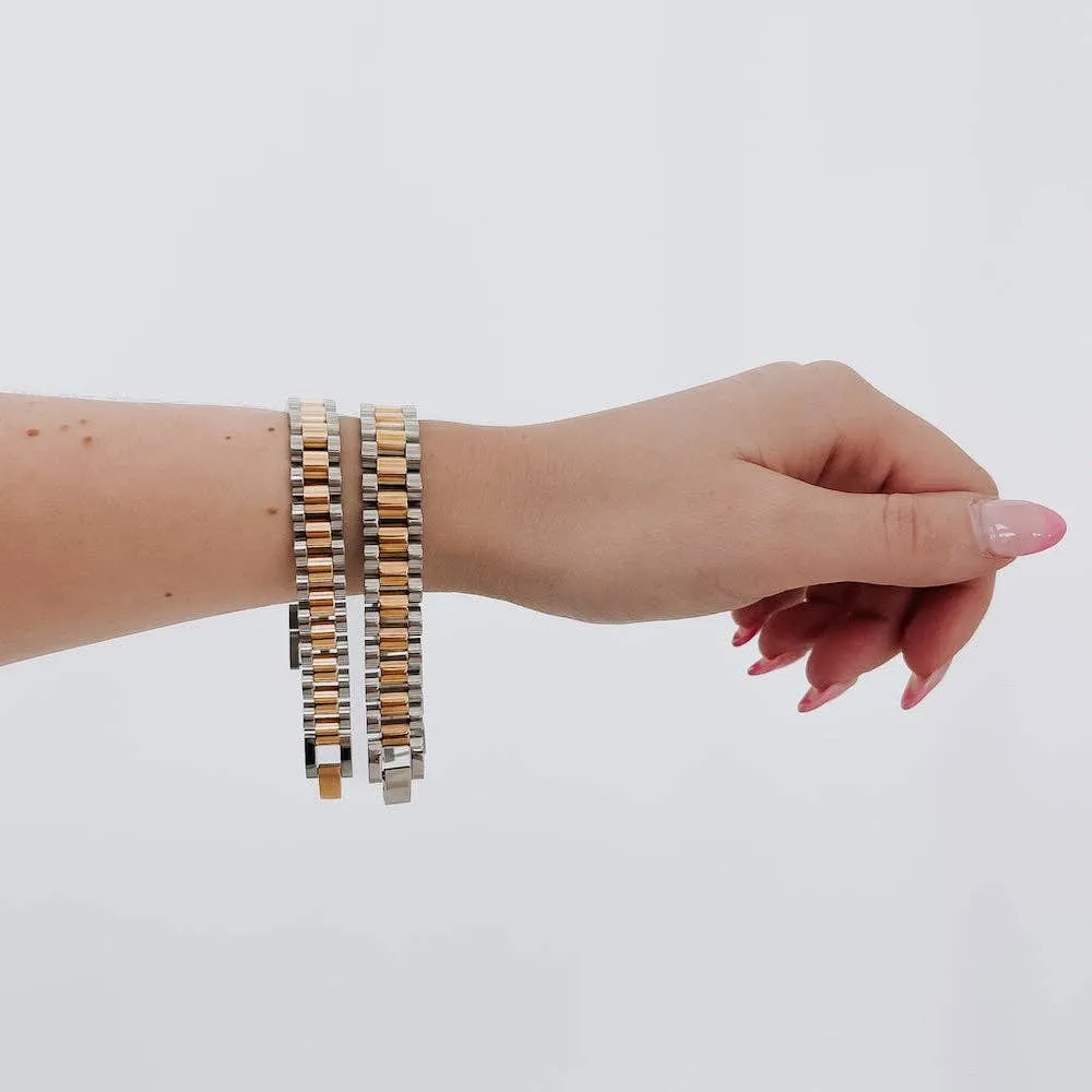 Pretty Simple Mixed Metals Watch Band Bracelet