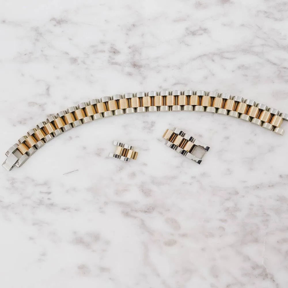 Pretty Simple Mixed Metals Watch Band Bracelet