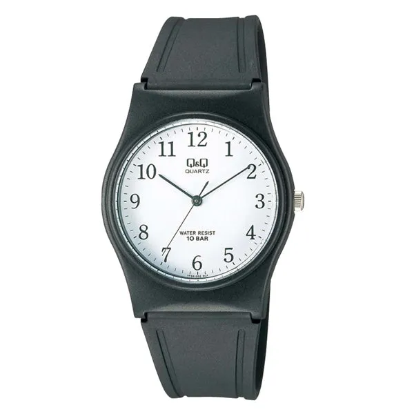 Q&Q Black Resin Strap White Dial Quartz Watch for Unisex - VP34J002Y