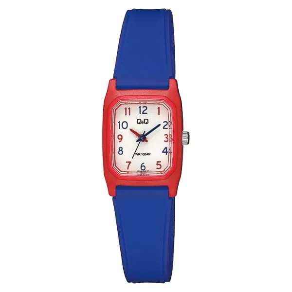 Q&Q Blue Silicone Strap White Dial Quartz Watch for Ladies - V33A002VY