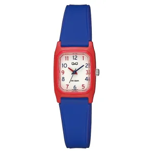 Q&Q Blue Silicone Strap White Dial Quartz Watch for Ladies - V33A002VY