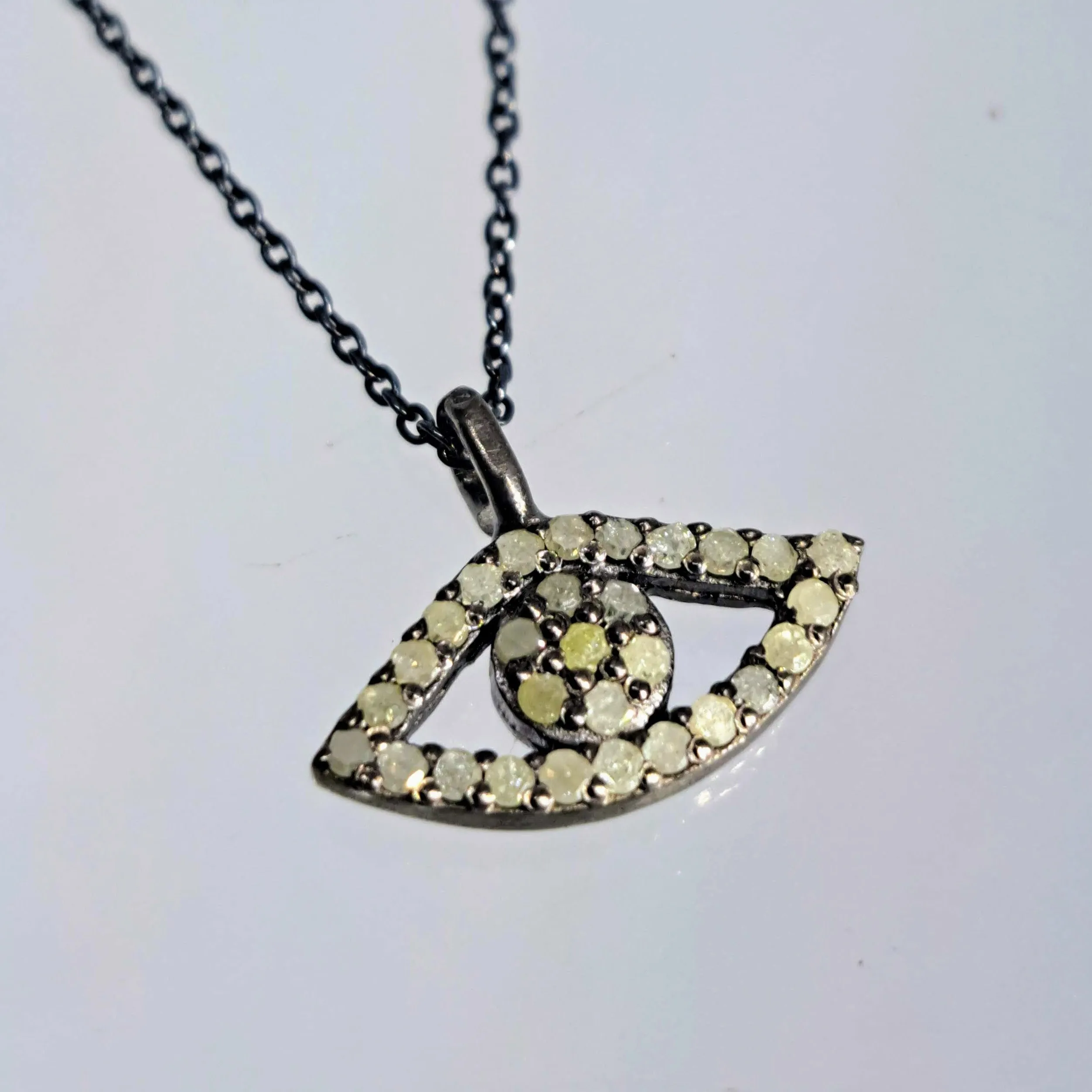 "Just WATCH Me!" 16" - 18" Necklace - Diamond, Black Sterling