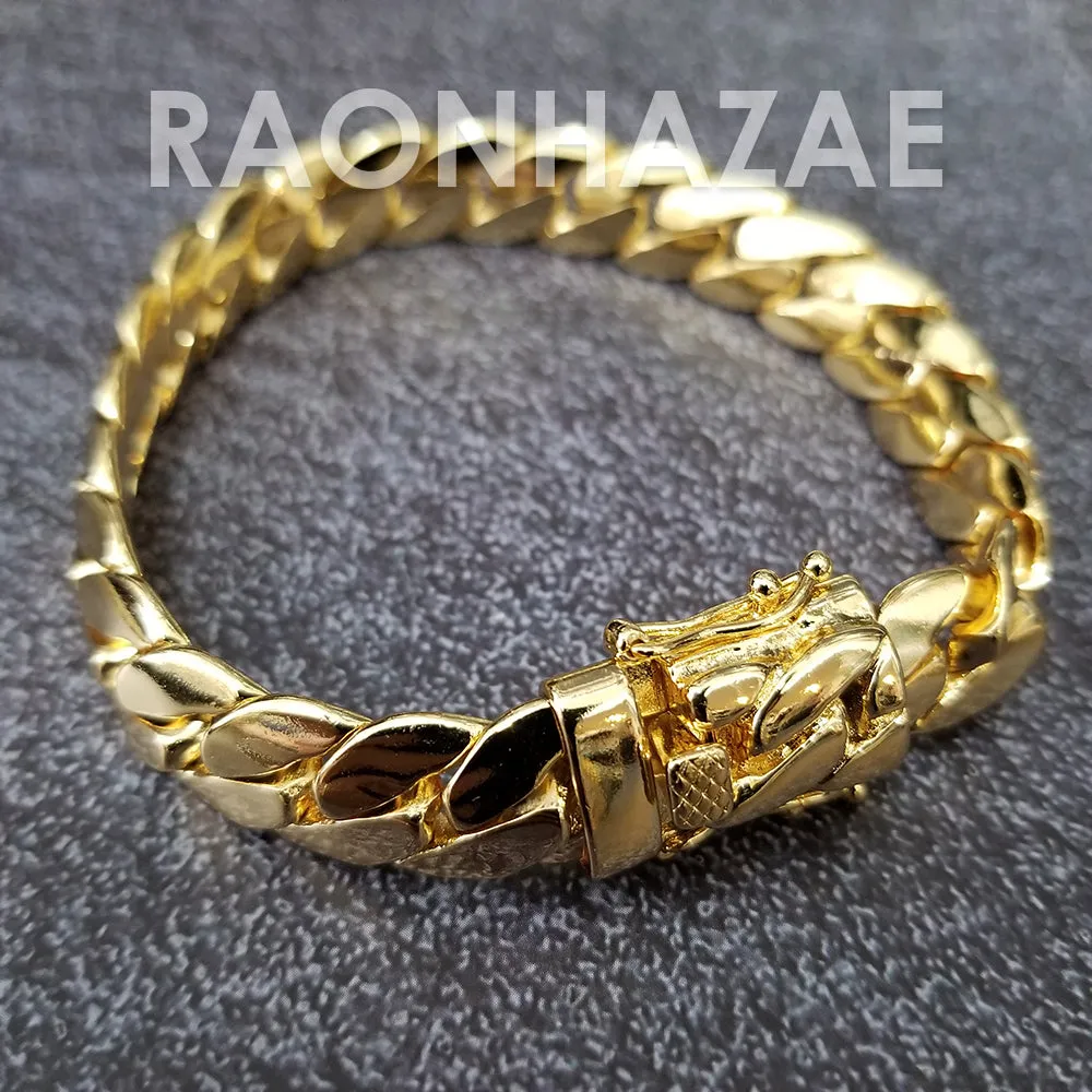 Raonhazae Hip Hop Iced Lab Diamond Drake 14K Gold Plated Watch with Miami Cuban Chain Set - GTX001