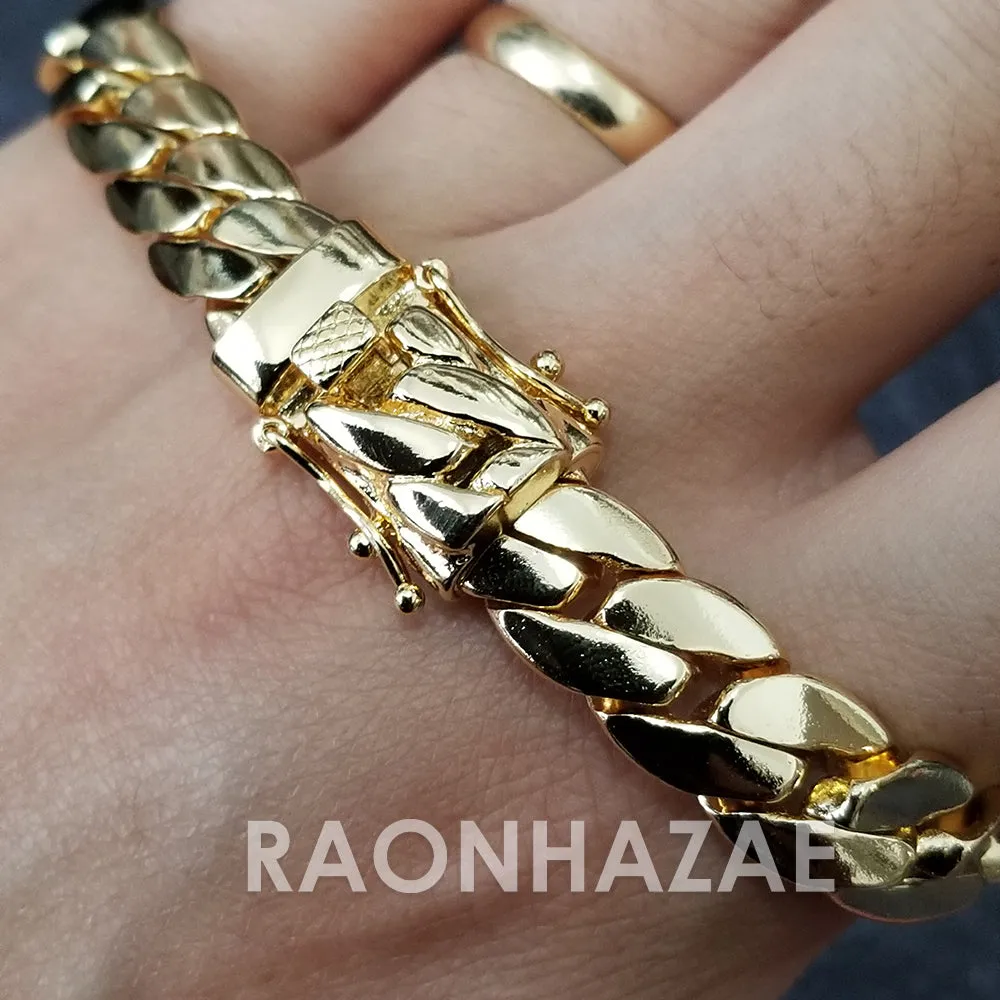 Raonhazae Hip Hop Iced Lab Diamond Red Face Drake 14K Gold Plated Watch with Miami Cuban Chain Set - GTX001