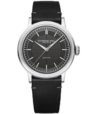 Raymond Weil Millesime Men’s Automatic Black Leather Strap Watch 2925-stc-60001