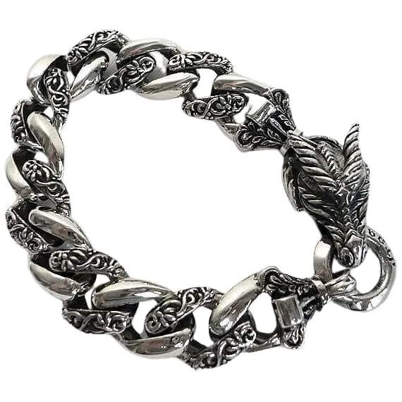 Rider Dragon 925 Sterling Silver Men's Bracelet