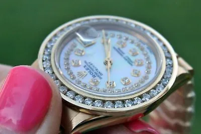 ROLEX 18k GOLD DIAMOND PRESIDENT MIDSIZE LADIES WATCH