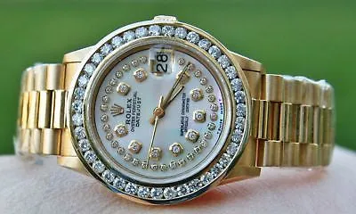 ROLEX 18k GOLD DIAMOND PRESIDENT MIDSIZE LADIES WATCH