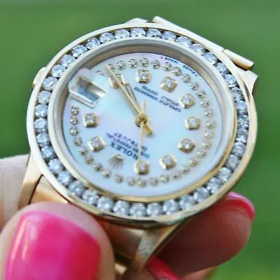 ROLEX 18k GOLD DIAMOND PRESIDENT MIDSIZE LADIES WATCH