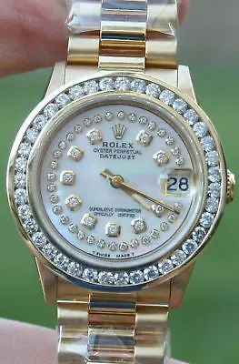 ROLEX 18k GOLD DIAMOND PRESIDENT MIDSIZE LADIES WATCH