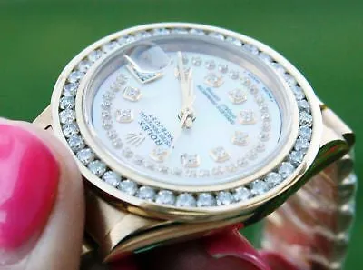 ROLEX 18k GOLD DIAMOND PRESIDENT MIDSIZE LADIES WATCH