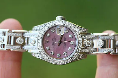 Rolex 26mm Datejust 179160 Stainless Steel Ladies Diamond Dial Bezel Band Lugs