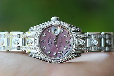 Rolex 26mm Datejust 179160 Stainless Steel Ladies Diamond Dial Bezel Band Lugs