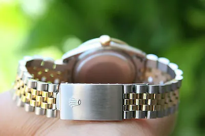 ROLEX 2TONE MENS 36mm DATEJUST 18K YELLOW GOLD STEEL DIAMOND BEZEL 16201 16233