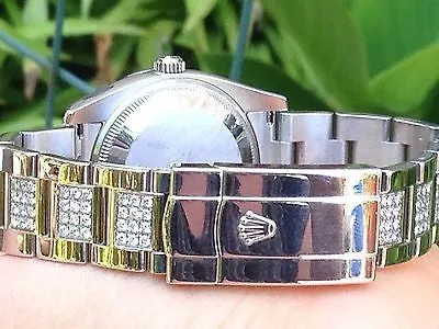 ROLEX 34mm DATE STAINLESS STEEL DIAMOND OYSTER BAND