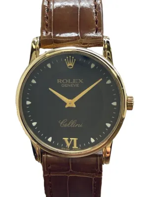 Rolex  Cellini 32mm 5116 Black Dial Manual Wind Watch