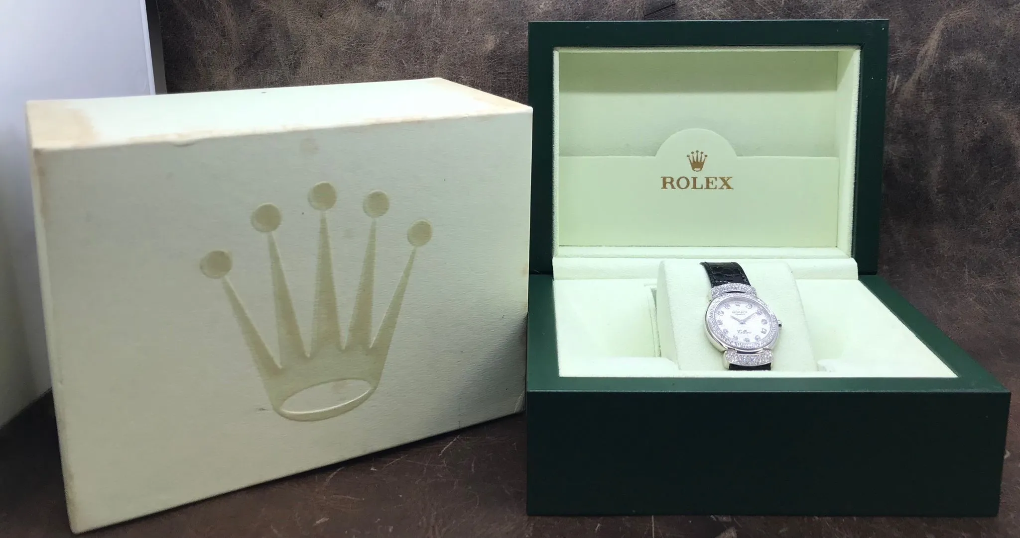 Rolex Cellini Cellissima 6673 Silver Diamond Dial Quartz Women's Watch