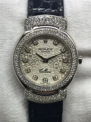 Rolex Cellini Cellissima 6673 Silver Diamond Dial Quartz Women's Watch