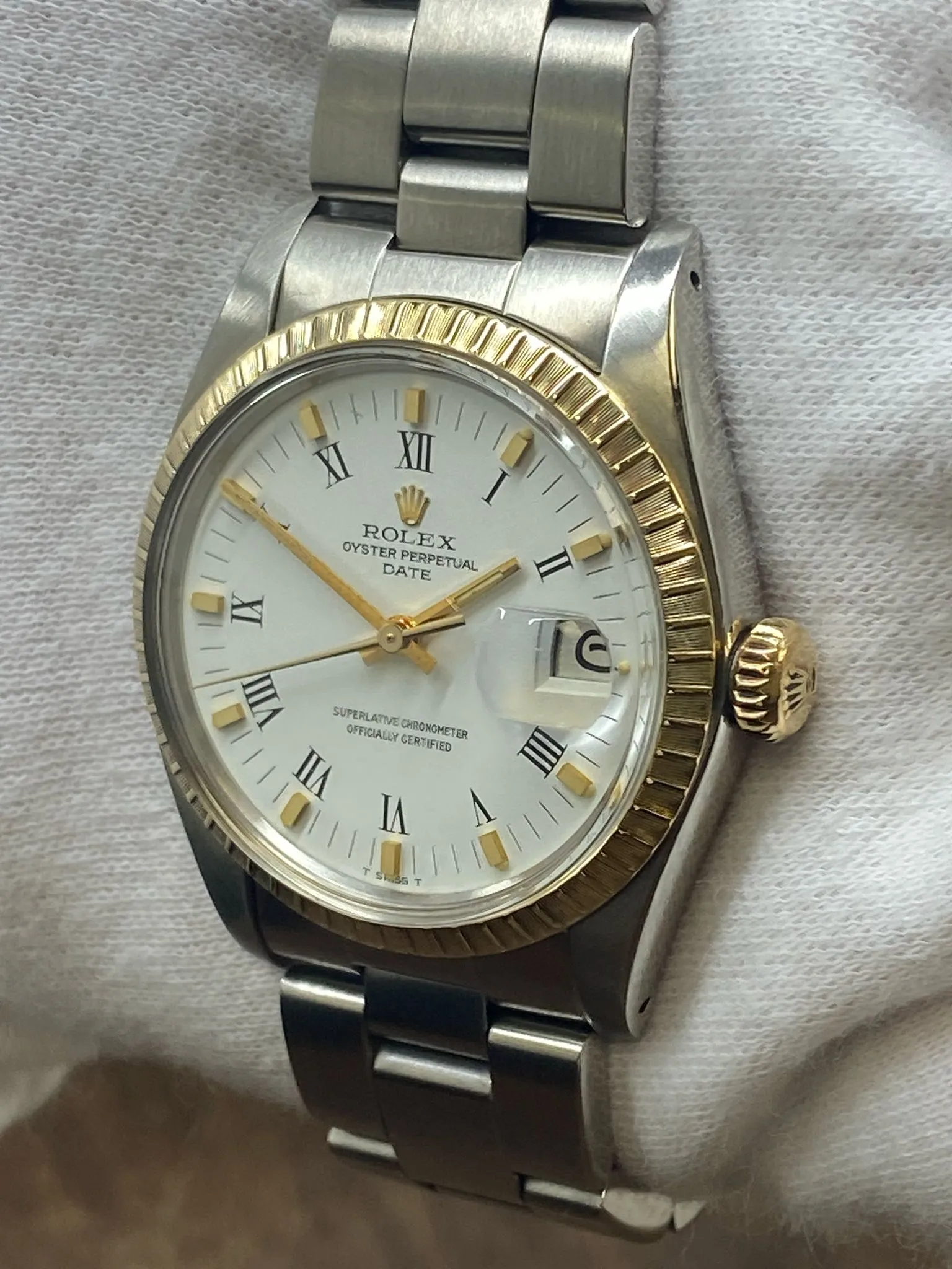 Rolex Date 34mm 1505 White Dial Automatic Watch
