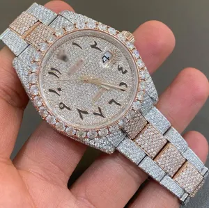 Rolex Date-Just Moissanite Diamond Watch | Iced Out Dual Tone Moissanite Watch  W 132