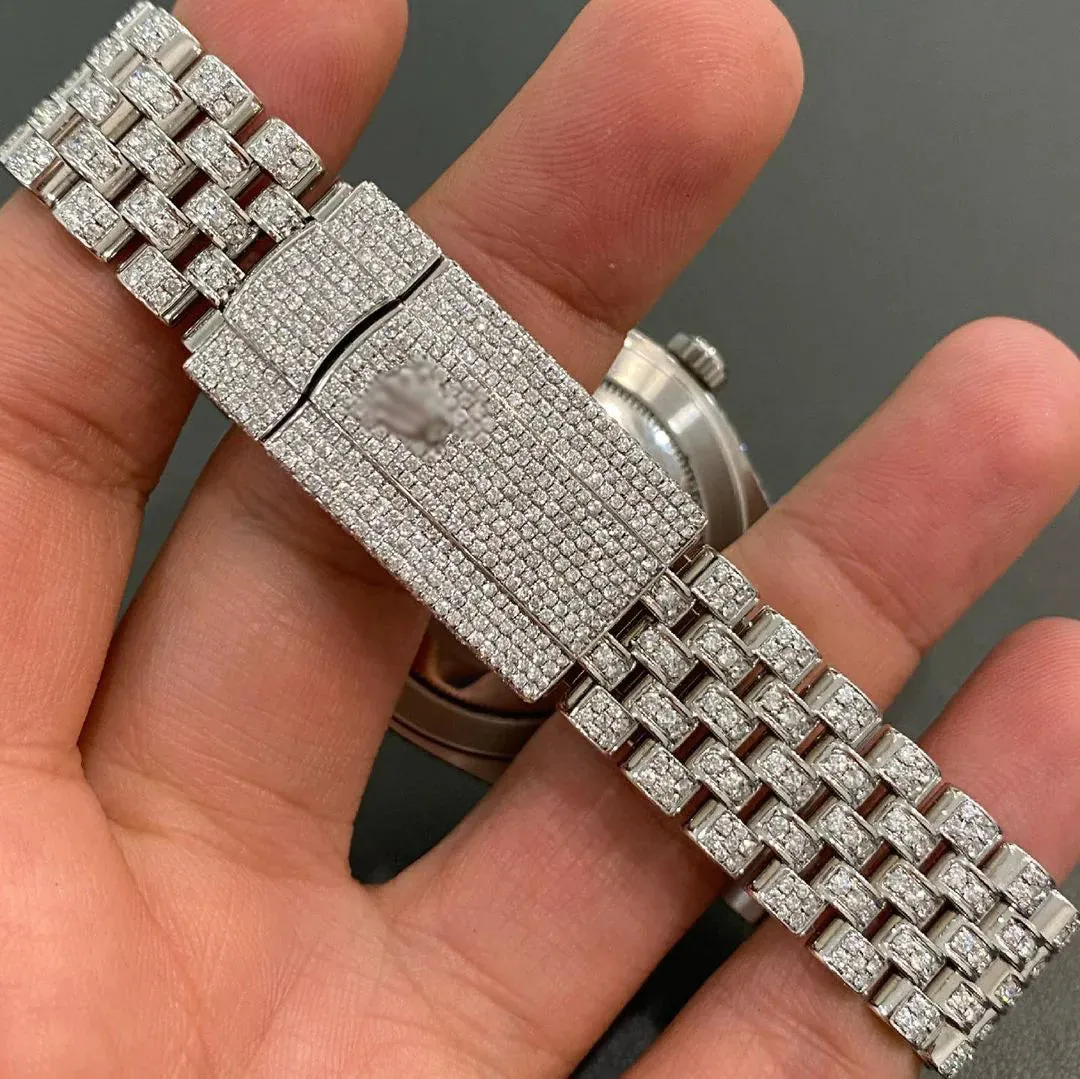 Rolex Date-Just Moissanite Diamond Watch  W 176