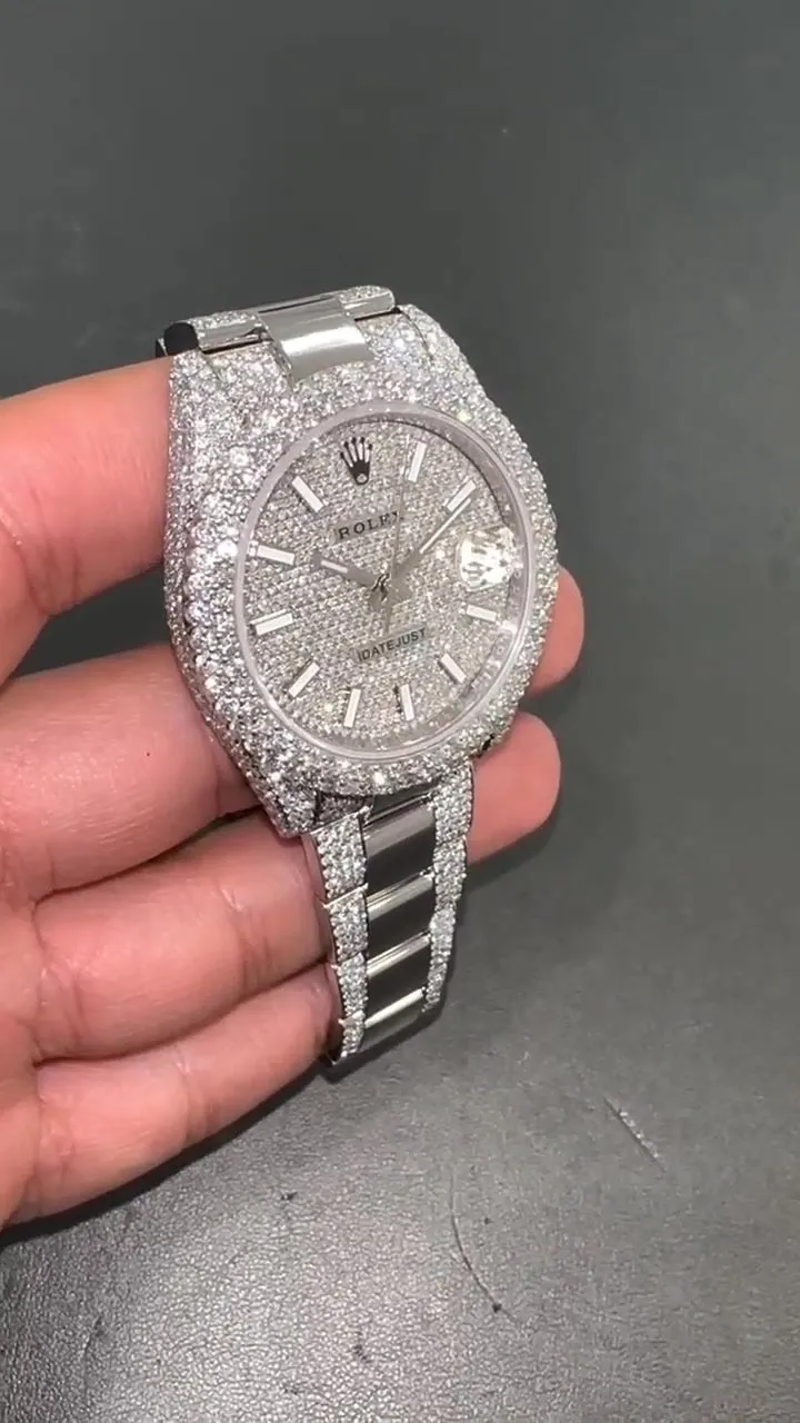 Rolex Date-Just Moissanite Diamond Watch  W 186