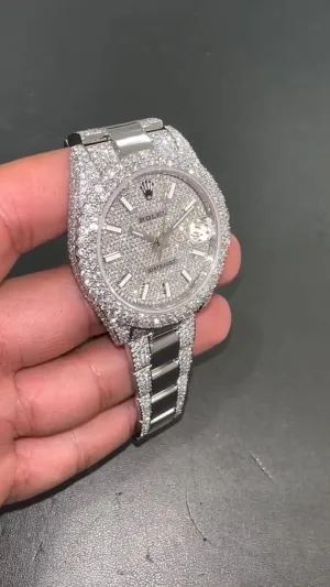 Rolex Date-Just Moissanite Diamond Watch  W 186