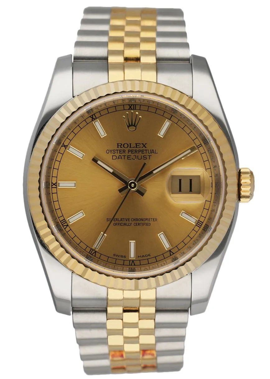 Rolex Datejust 116233 18K Yellow Gold & stainless steel  Men's Watch Box & Papers