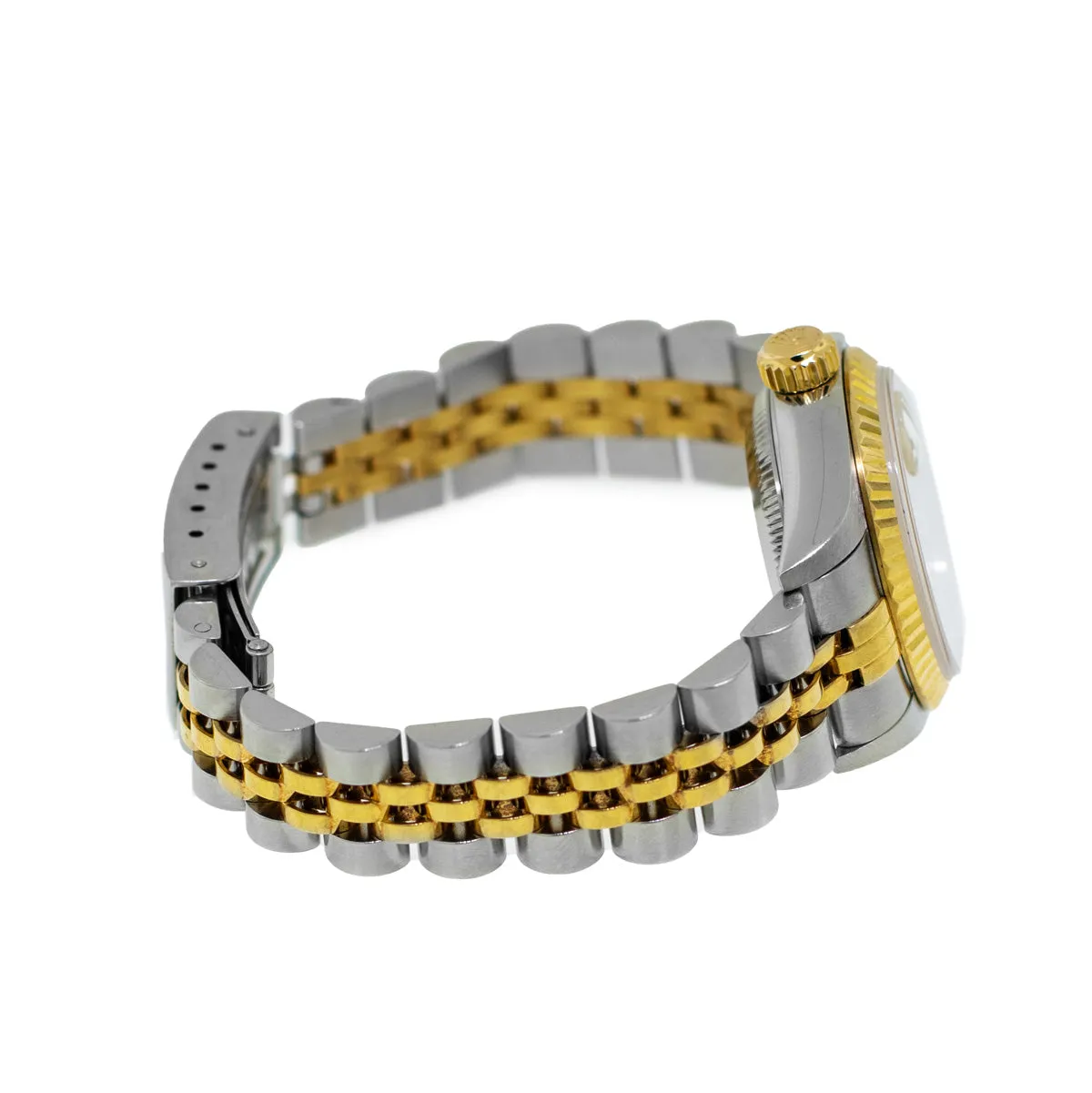 Rolex Datejust 26mm Yellow Gold & Steel Champagne Diamond Dial and Fluted Bezel 79173