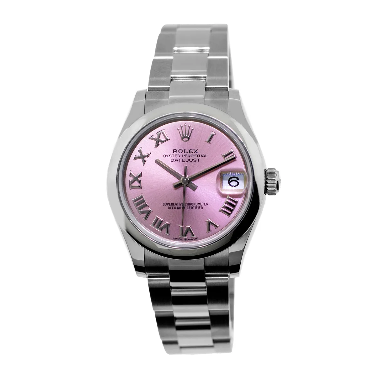 Rolex Datejust 31mm Stainless Steel Pink Roman Dial & Smooth Bezel 278240