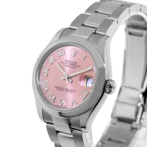 Rolex Datejust 31mm Stainless Steel Pink Roman Dial & Smooth Bezel 278240
