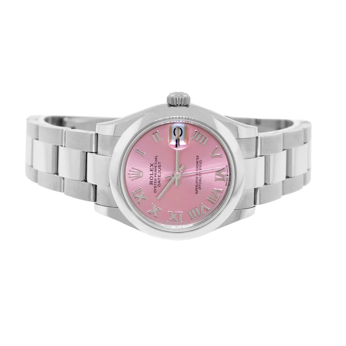 Rolex Datejust 31mm Stainless Steel Pink Roman Dial & Smooth Bezel 278240