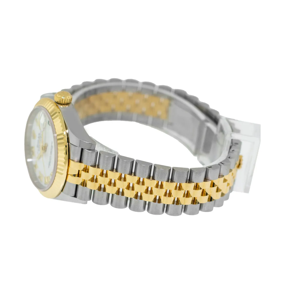 Rolex Datejust 31mm Yellow Gold & Steel White Roman Dial and Fluted Bezel 278273